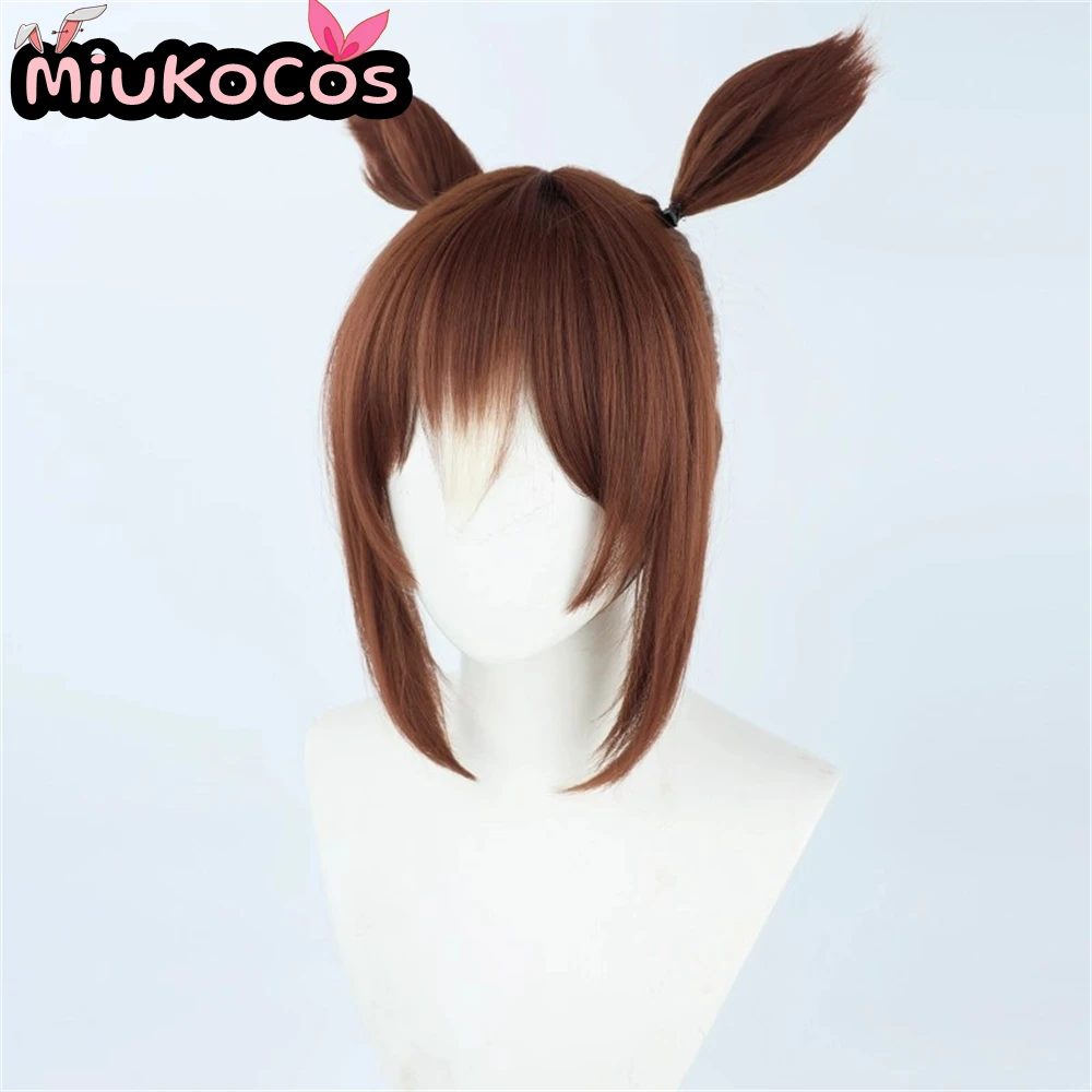 متوفر في المخزون شعر مستعار تأثيري النبيل Seamair مع آذان وذيل MiukoCosplay Umamusume: شعر بني جميل ديربي كوسبلاي