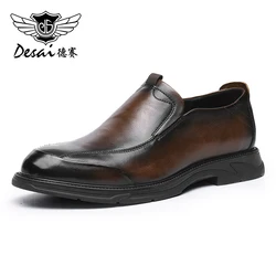 DESAI Shoes For Men Casual Easy Wear Loafers Men Genuine Leather Fashion Metal Buckle Work Designer 2024 New Arrival