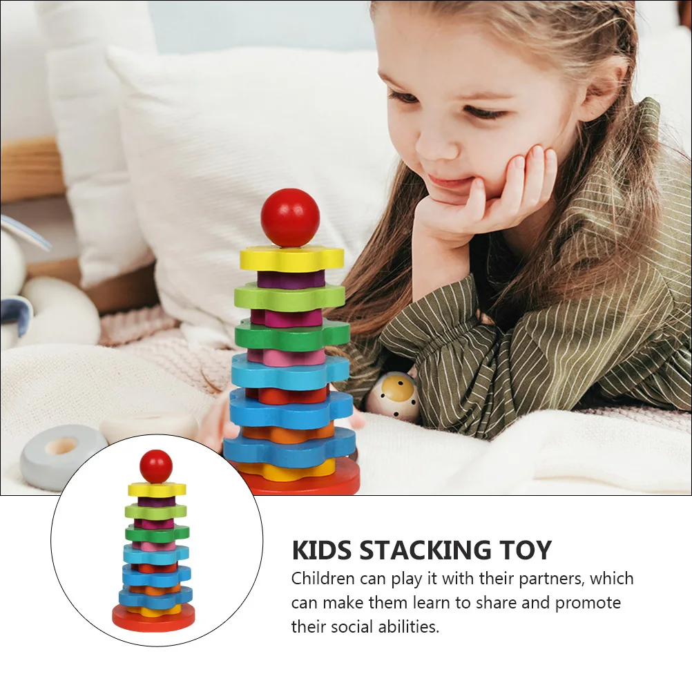 1 ensemble arc-en-ciel empilable en bois pour enfants, éducatif pour le développement des enfants, Puzzle créatif coloré, activité de jeu