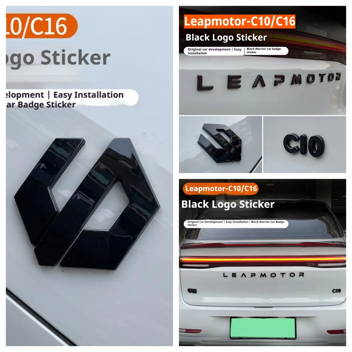 Gloss Black Car Logo Emblem Badge Decoration Sticker For Leapmotor C10 C16 C11 C01 Body Exterior Accessory