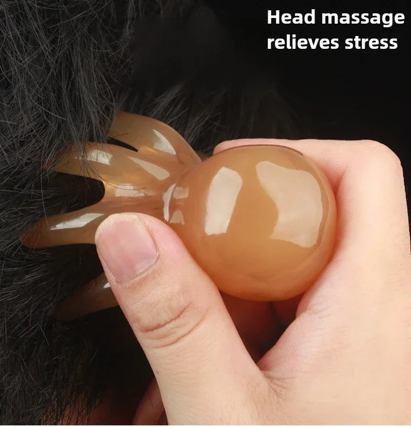 Portable Resin Octopus Comb  Solid Color ASMR Relax Brush Head Neck Massager SPA Gua Sha Health Massage Tool  마사지 view 2