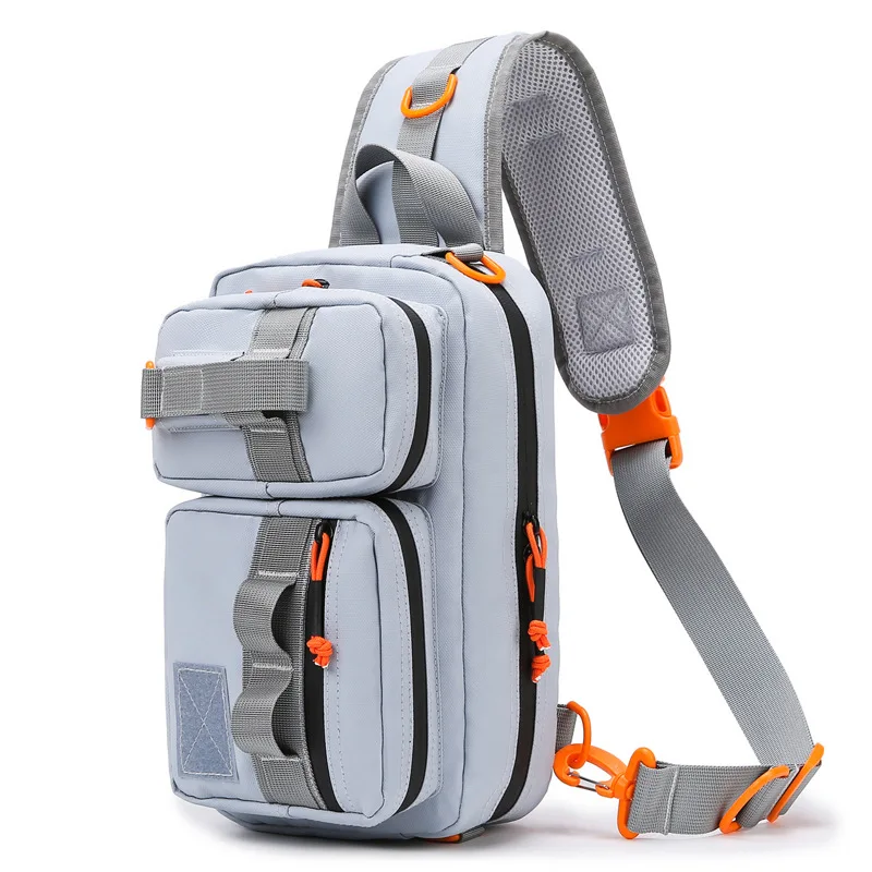 Multifunktionale Angeltasche mit großer Kapazität aus Oxford-Gewebe, verstellbare Schulter- und Hüfttasche für Outdoor-Angeln.