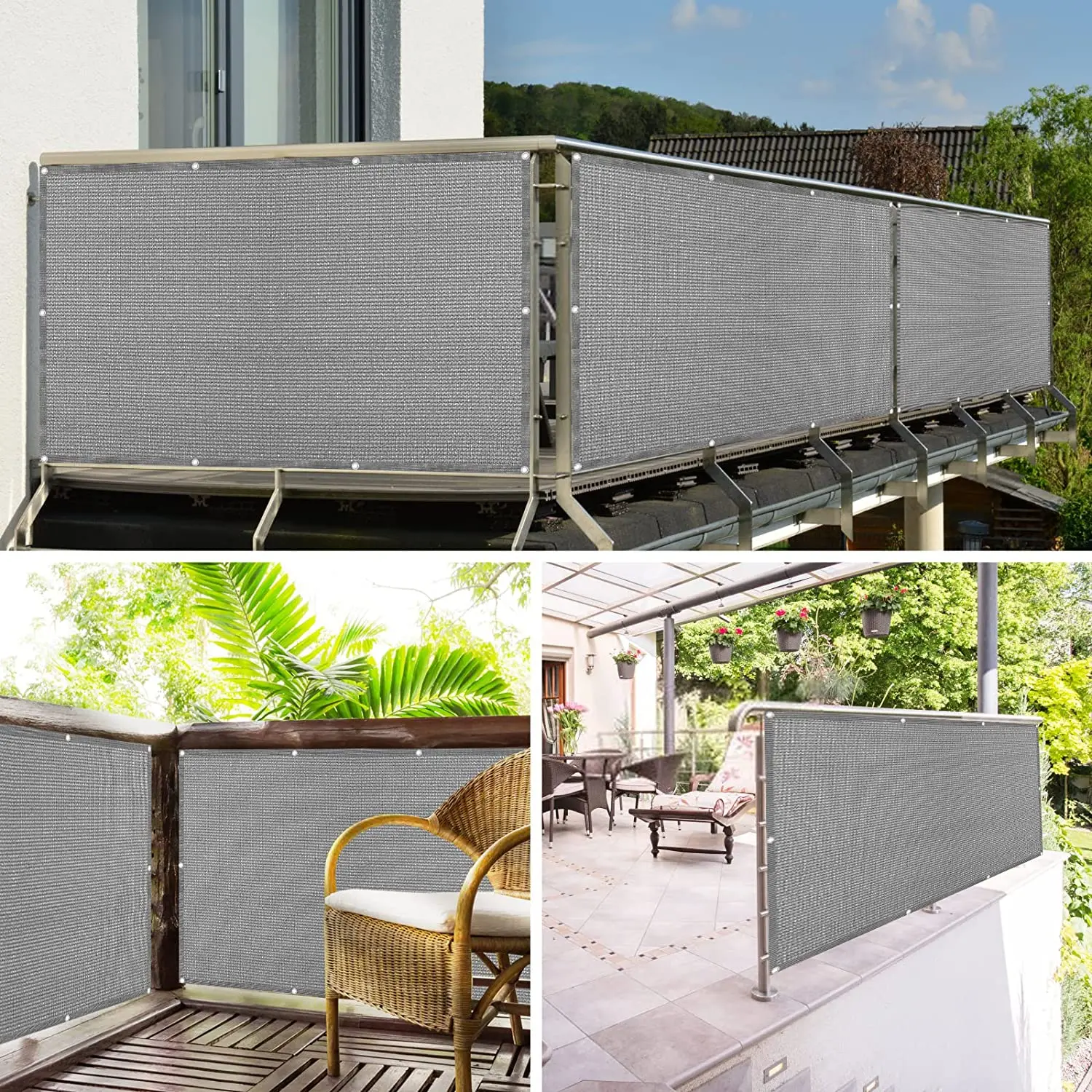 Grau Zaun Privatsphäre Screen Windschutz-Heavy Duty Fechten Mesh Schatten Net Abdeckung für Wand Garten Hof Hinterhof-Zip krawatten Enthalten – Detail 10