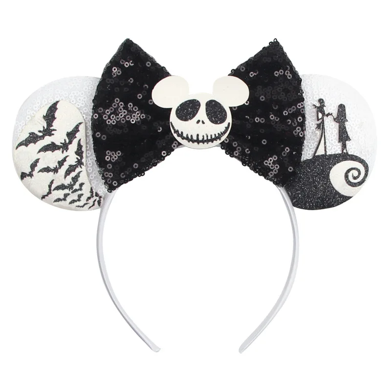 Halloween Hot Selling Headband Wholesale New Mickey Ear Ghost Face Children\'s Amusement Park Hair Accessories Cross border