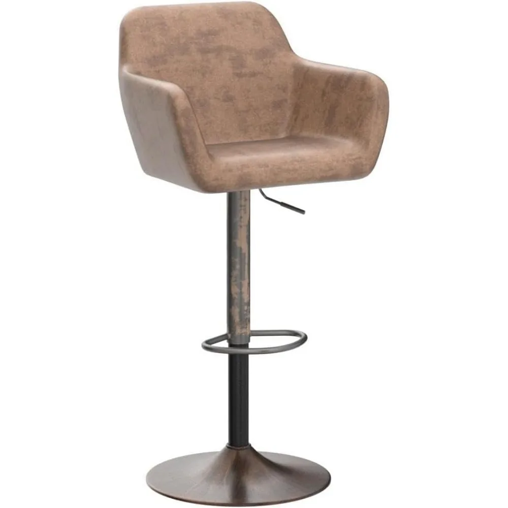 Bar Stools Set of 2 for Kitchen Counter Adjustable Swivel Height Barstools 29 Inch Faux Leather Bar Chairs with Padded