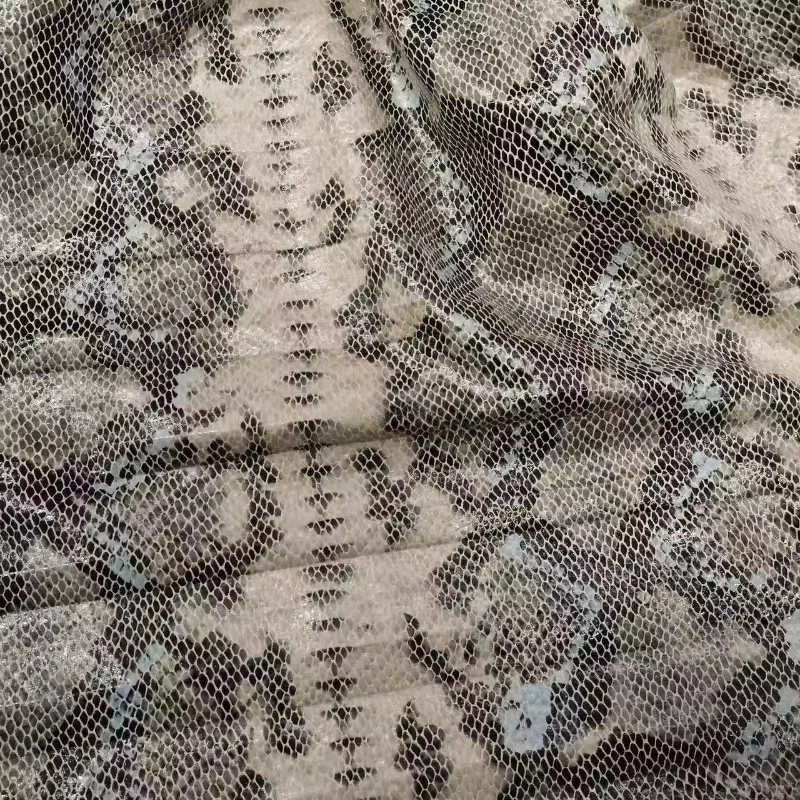 Beige Python Pattern Velvet Embossed Designer Fabric Curtains Dress Handmade DIY Home Craft Material Couture Textile Decoration