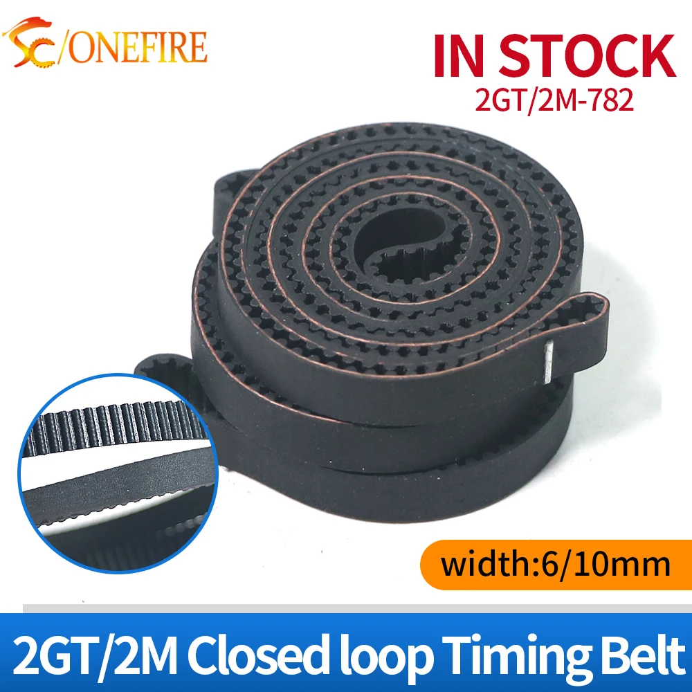 10pcs 2GT-782-6/10mm closed loop rubber belt 2GT-782-6/10mm timing belt Teeth 391 Length 782mm width 10/6mm for 3D printer