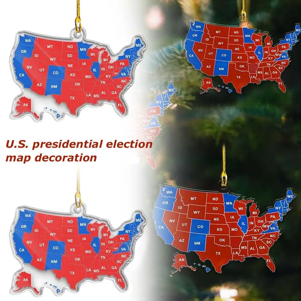 Election Map Christmas Ornament Presidential Election President Again Won Holiday Map Election 2024 Ornaments Christmas Orn O8H2