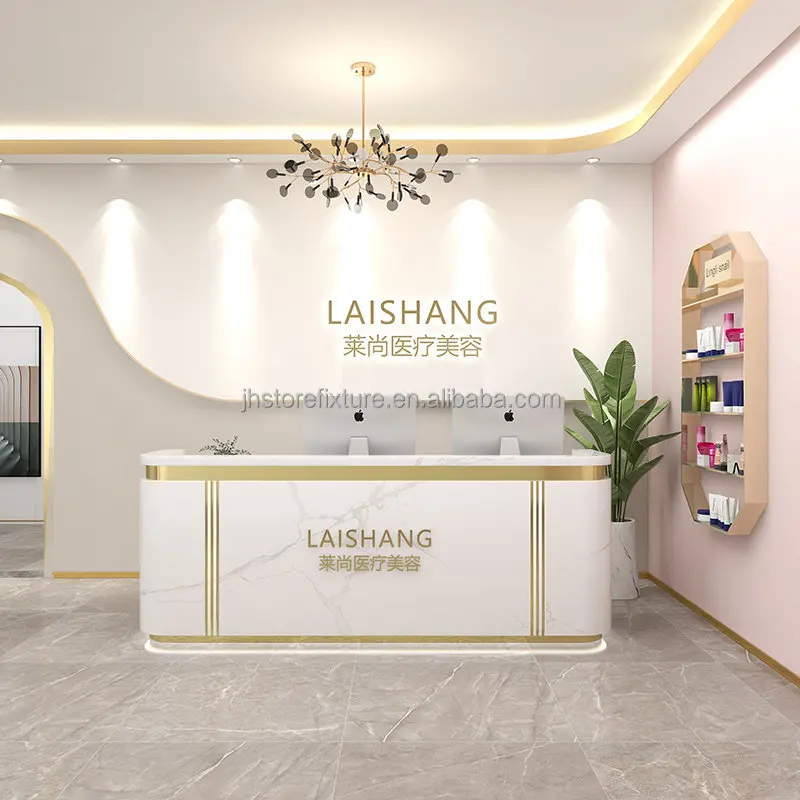 

custom.Store Decoration New Design Luxurious White And Color MDF Board Checkout Counter Customize Size For Clothes Store