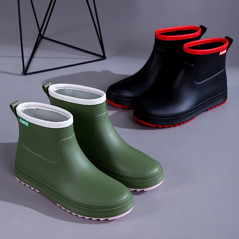 Bottes de pluie en caoutchouc imperméables pour femmes, chaussures de travail à la mode, cheville galoches de jardin