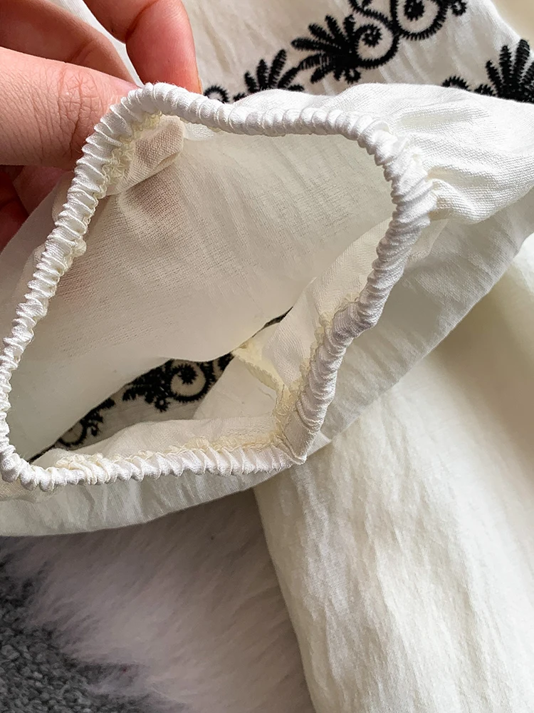 Femmes automne robe française à lacets brodé col montant robe cordon taille cintrée grande balançoire femme longues robes DS220