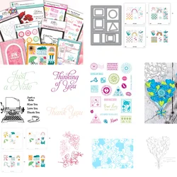 Postage Collage and Heart Balloon Blossom Cutting Dies Stamps Stencil Press Plates For DIY Scrapbook Craft Valentine's Day