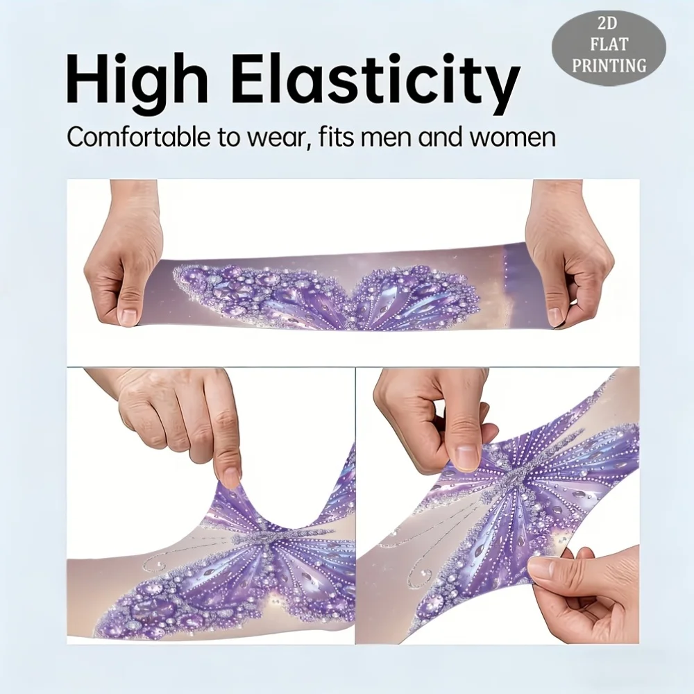 Men'S Compression Arm Sleeve, Thumb Hole Design, Unisex, Butterfly Wing Theme Exquisite Pattern, Cool Thin Fit