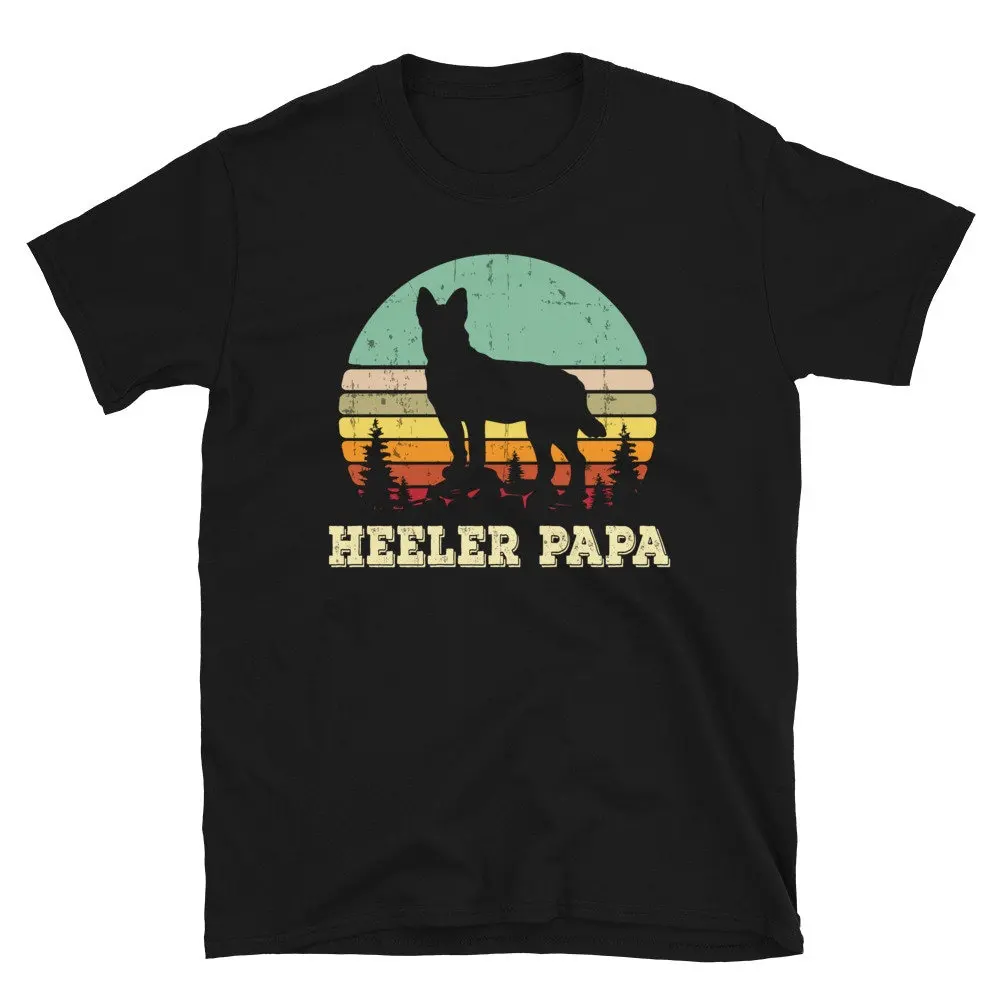 Heeler Papa T Shirt Retro Style Vintage Stlye Cute Dad s Australian Cattle Dog Blue Red