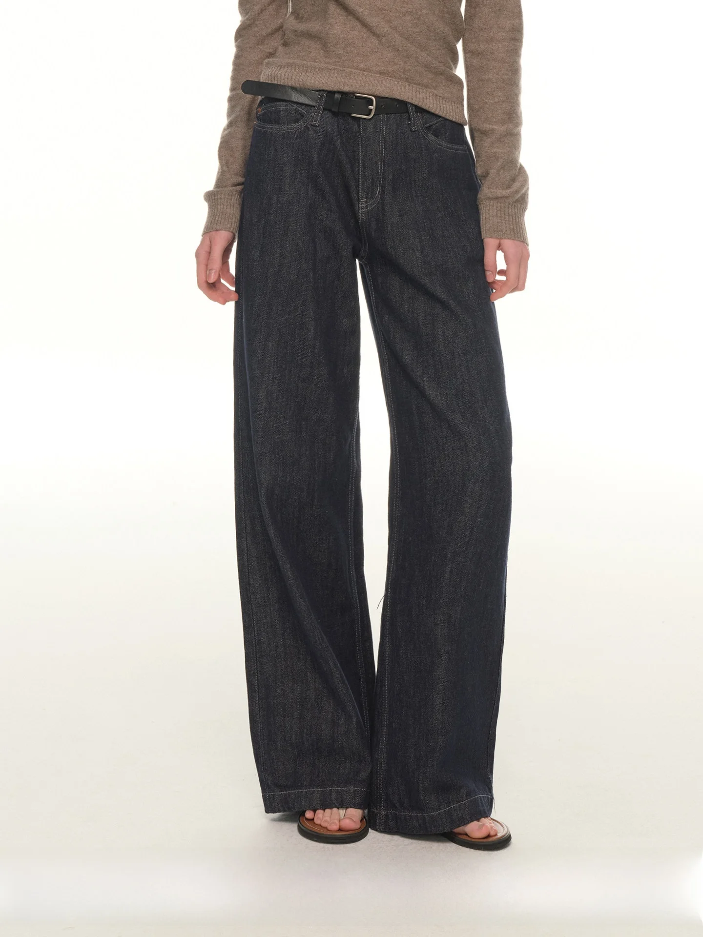 

American Sle Low Waist Bell Bot Jeans Women's k Color Loose Slimming Winter Jeans Casual Straight Leg Trousers