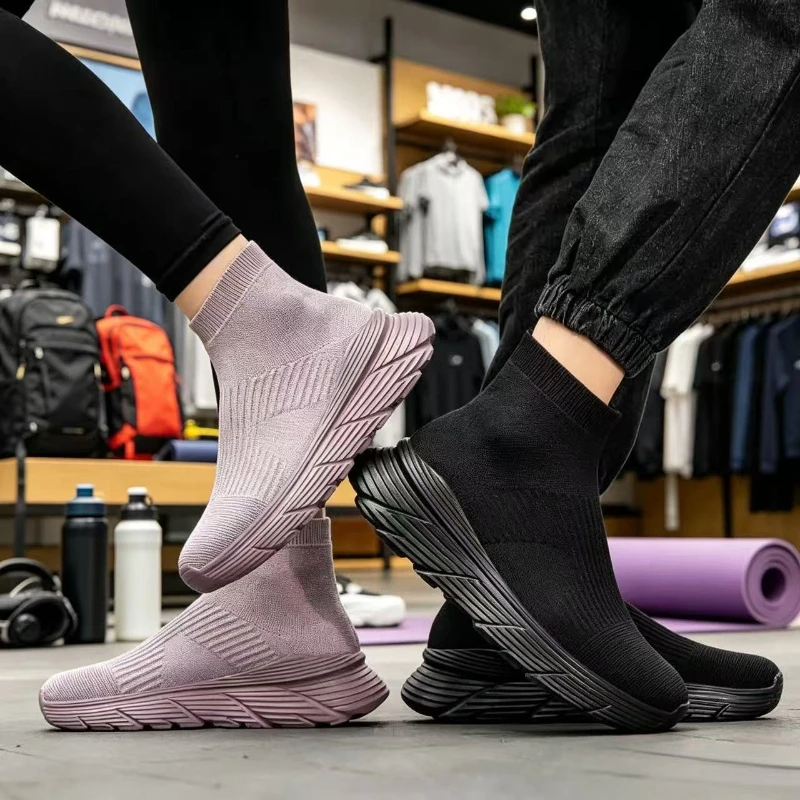 

Fashion High Top Sock Sneakers Women Sports Shoes Men Breathable Jogging Shoes Walking Shoes Chaussures Femme Size 36-45