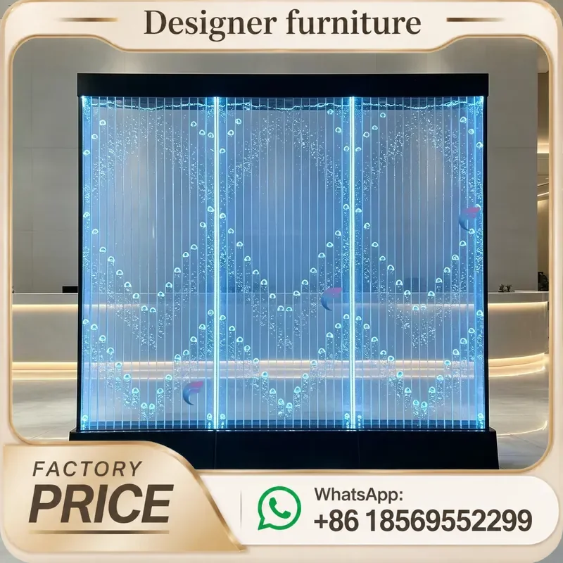 RGB LED Bubble Wall Water Panel Digital Control Acrylic Water Curtain Indoor Water Feature Partition for Hotel Commercial