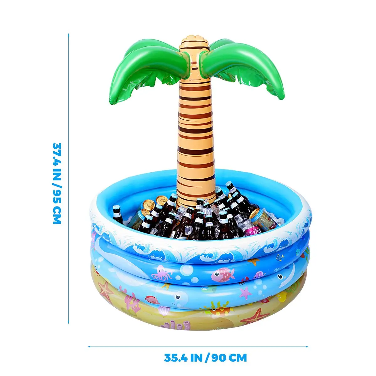 

Toyvian 90x95cm Palm Tree Inflatable Cooler Hawaiian Style Water Pool Drinking Holder Party Serving Bar (Sea World Pattern)