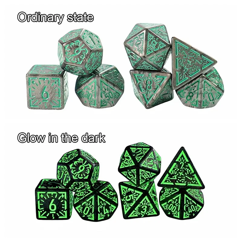 7 قطعة/المجموعة DND نرد متعدد السطوح دعوى الإسفار النمط الكلاسيكي للوحة لعبة ببطاقات ورقية ألعاب الرياضيات لألعاب النرد RPG تذكارية