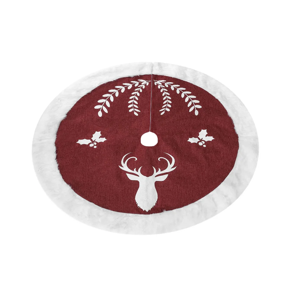 

1pc Christmas Skirt Red Round Design Easy Install Reusable Holiday Decor For Home Party Xmas Tree Skirt Party Tree Mat