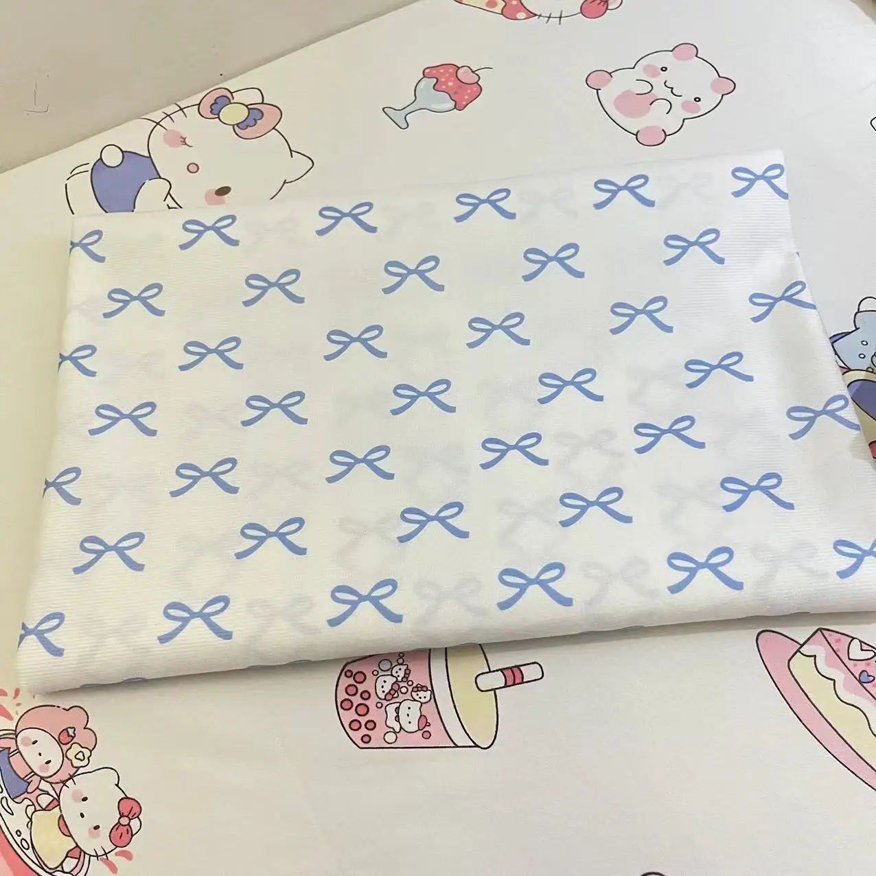 Cute Bow Tablecloth,Ins Style Small Floral Short Velvet Fabric  Girlish Heart Decoration,background Fabric Dormitory Tablecloth