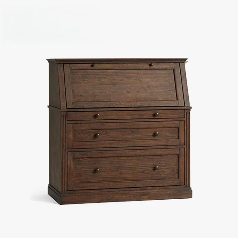 

Solid wood dresser aged oak bedroom furniture set modern design retro style living room solid wood bed