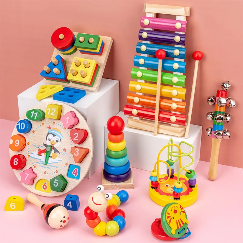 Bloques de construcción de inteligencia para Educación Temprana, juguetes de madera para bebés y niños pequeños, instrumentos musicales preescolares