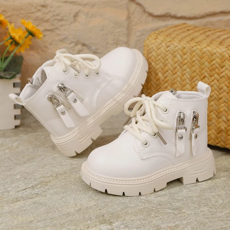 

Модные повседневные ботильоны для малышей, классические детские простые школьные кожаные ботинки для девочек и мальчиков, черная детская обувь с круглым носком, ботинки