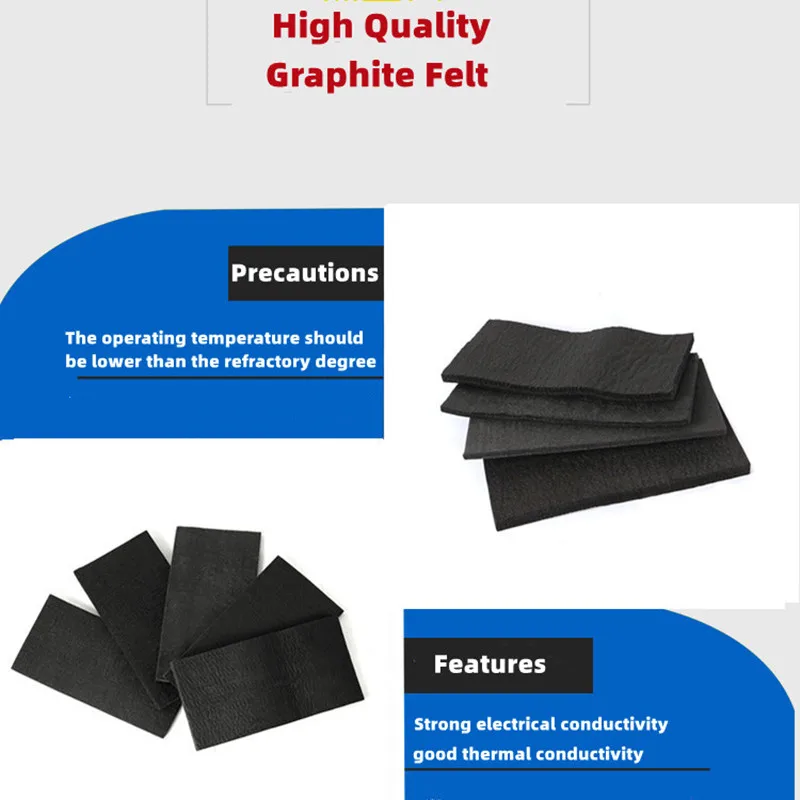 New Arrival Soft Graphite Carbon Felt High Temperature Carbon Fiber For Contamination Adsorption Cleaning 1Pcs