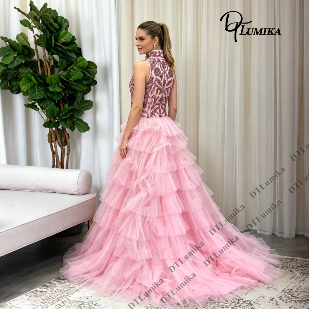 High Neck Quinceanera Dress Custom Beaded Bodice Tiered Ruffle A‑Line Formal Evening Gown for Sweet 15 Prom Gala Birthday Party 2