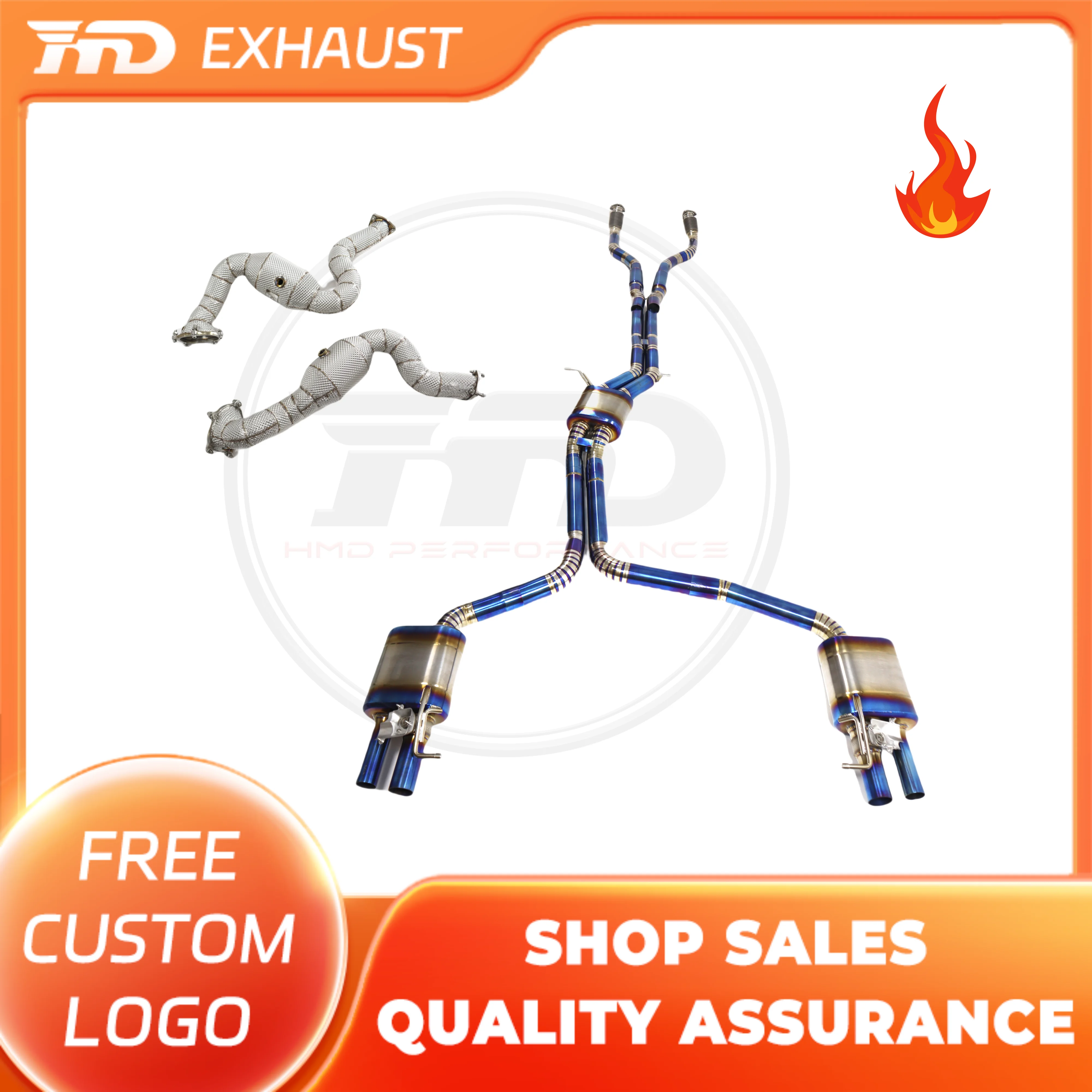 

HMD Hot sale Titanium Alloy High Performance downpipe and catback exhaust for Audi S6 S7 S8 C7 4.0T with valves