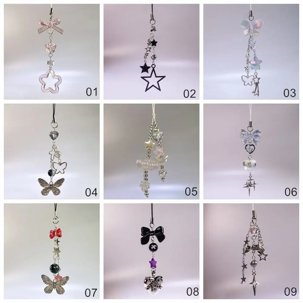 Phone Charms Y2K Phone Pendant Butterfly Sweet Girl Phone Lanyard Phonestraps Backpack Ornament Phone Chain Camera