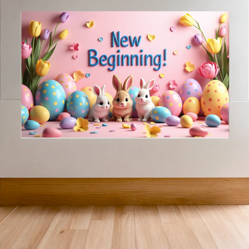 خلفية تزيين مشهد الربيع للاحتفال بعيد الفصح في الربيع #3