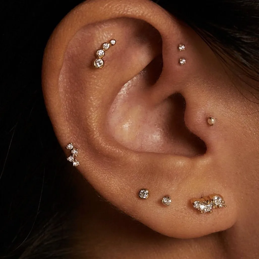 925 Sterling Silber Vergoldete Cluster-Zirkon-Ohrstecker für Damen Minimalistischer Funkelnder Alltagsschmuck Geschenk
