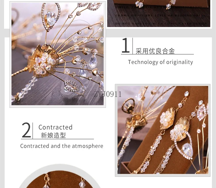 Chapelaria vestido de casamento novo coreano ouro super fada mori xianmei coroa bandana acessórios para o cabelo casamento