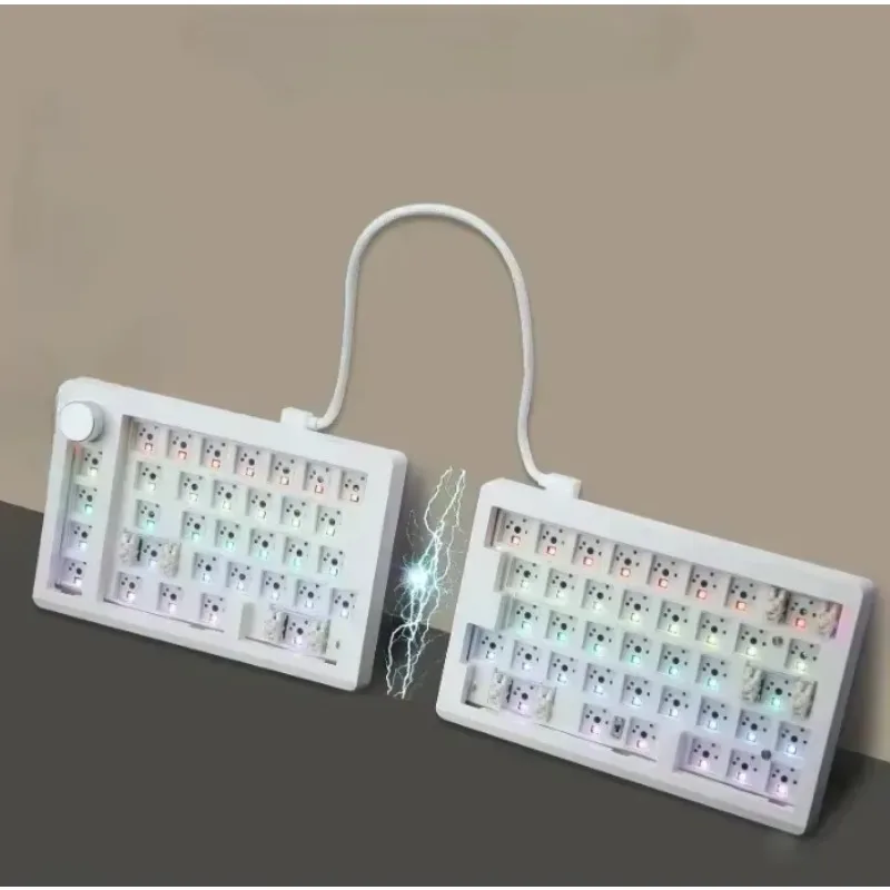 

Беспроводная механическая игровая клавиатура Gmk70 с возможностью горячей замены, 3 режима подключения, RGB-подсветка, эргономичная, раздельная конструкция, комплект Barebone