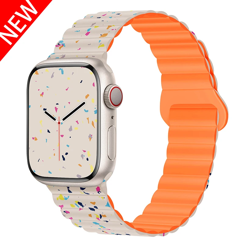 Silicone Strap For Apple Watch band 44mm 45mm 49mm 41mm 42mm 38 40mm Magnetic Bracelet iWatch correa series 9 8 7 6 5 Ultra SE 2