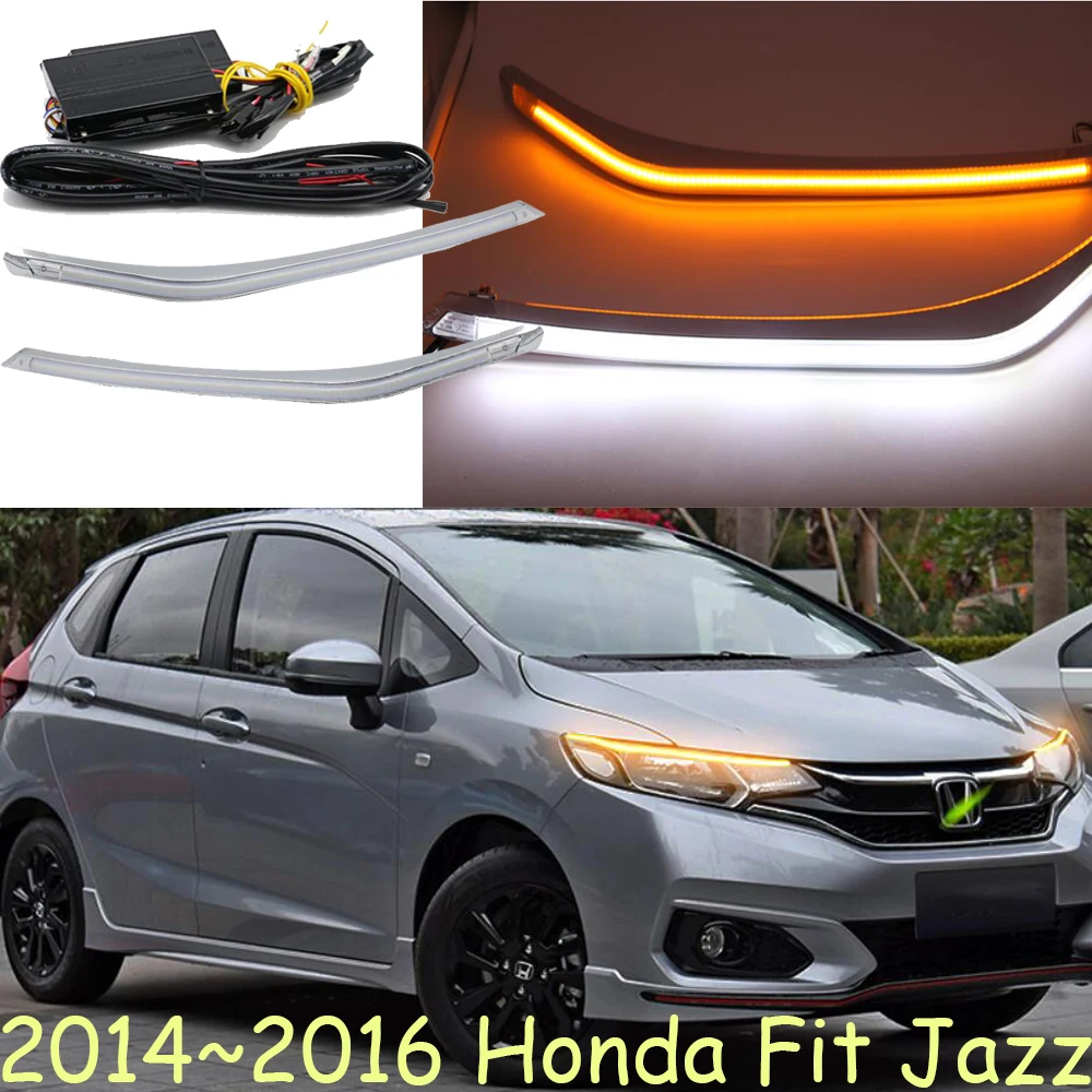Acessórios para carros, LED, luz diurna para Fit 2014~2016, Jazz, estilo de carro, Delsol, farol para Fit, capacete, luz de neblina para Fit, motocicl