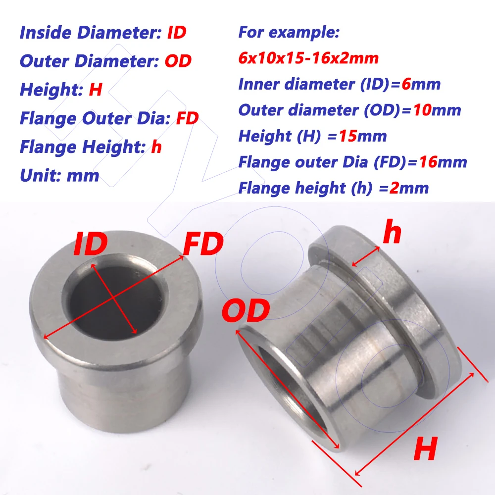 1PCS Bearing Steel Flanging Bushing GCr15 Bore 4mm to 75mm Sleeve Wear Resistant Unthreaded Hollow Shaft Sleeve Spacer