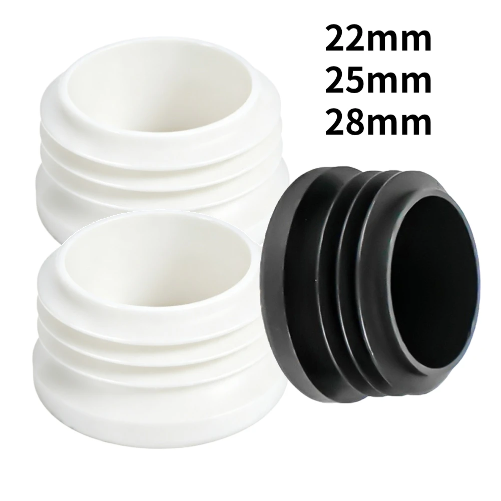 1Pcs Ribbed Plastic Hole Stoppers 22mm/25mm/28mm Plastic Hole Stoppers For Furniture Protection Round Pipe Tube Black White