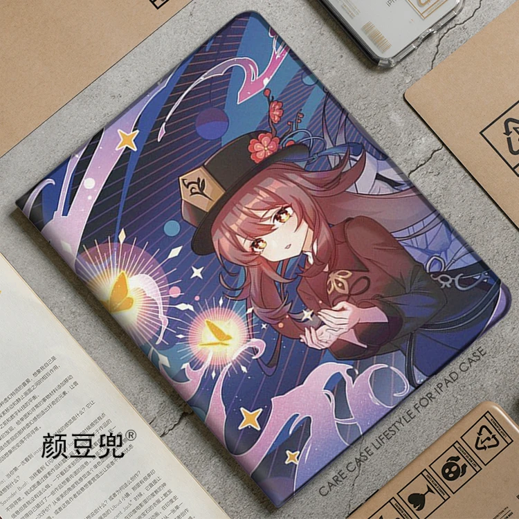 Hutao Anime Genshin Impact For Samsung Galaxy Tab S9Lite 8.7 2021Case SM-T220/T225 Tri-fold stand Cover Galaxy Tab S6 Lite S8 S7