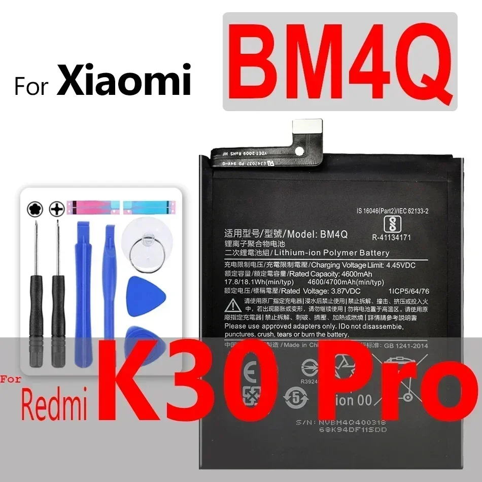 Battery For Xiaomi Redmi, Mi Note 2 3 3S 3X 4 4X Pro 4X 5 5A Plus 6 6A 7 8 8T 9 9S K20 K30 BN30 BN31 BN34 BN35 BN44 BN37 BN48