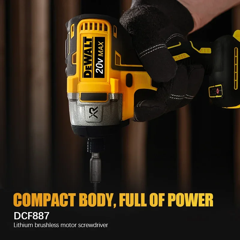 Dewalt-Brushless driver de impacto elétrico, chave de fenda sem fio, furadeira elétrica, bateria 20V, DCF887, 205N.m