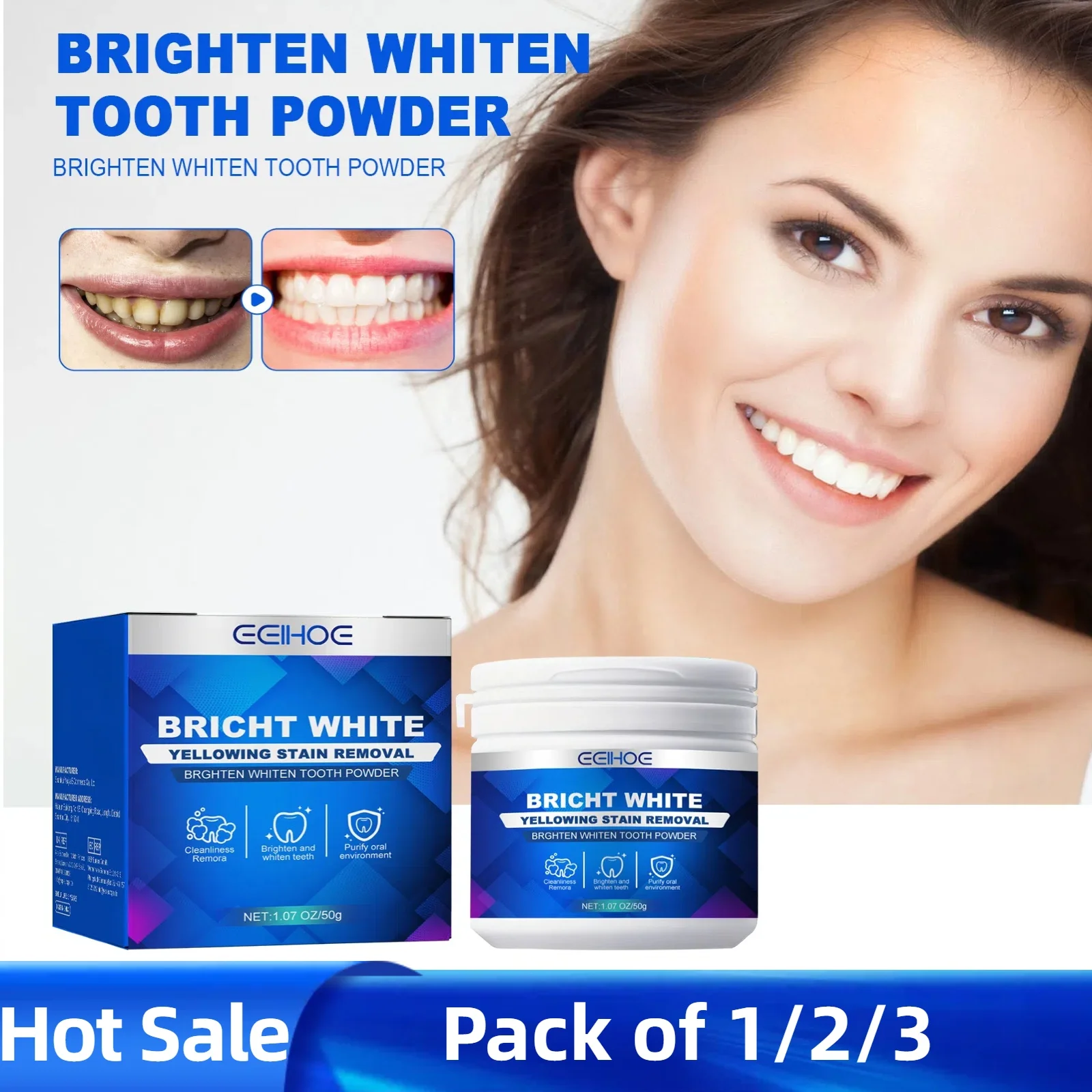 Teeth Cleaning Powder Teeth Whitening Powder Removling Teeth Stains Refreshing Breath Strengthening Gums Oral Care Products