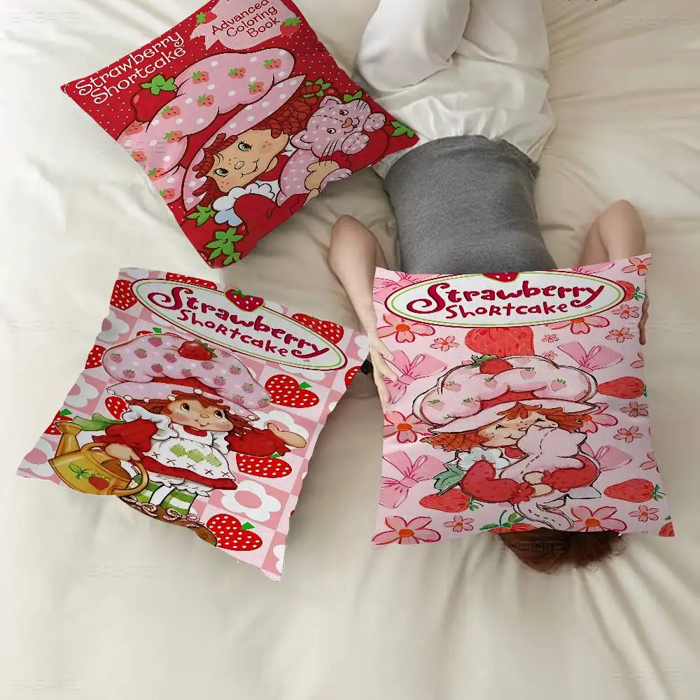 Cartoon Girl S-Strawberry S-Shortcake Cushion Cover Inches Farmhouse Decor Home Throw Pillow Covers For Couch Decorations