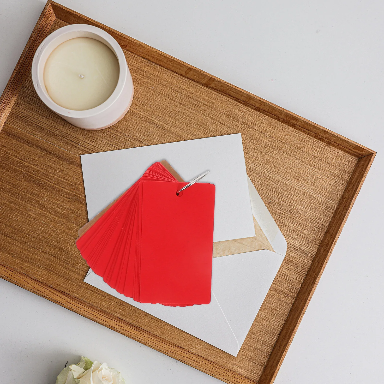 4Pcs Portable Kraft Paper Binder Ring Notepad Easy Flash Cards Blank Refillable DIY Study Cards School Portable Notepads