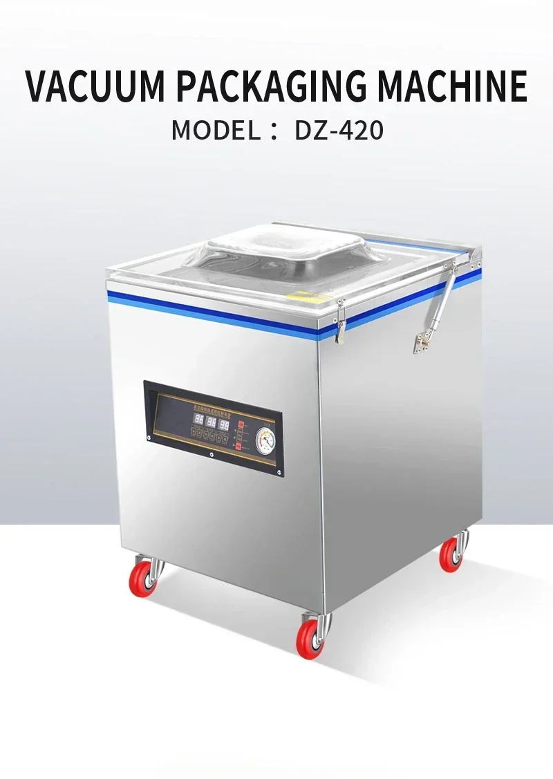 For DZ-420 Automatic Vacuum Packaging Machine, Fresh Meat Raw and Cooked Dry and Wet Food Vacuum Sealing Machine