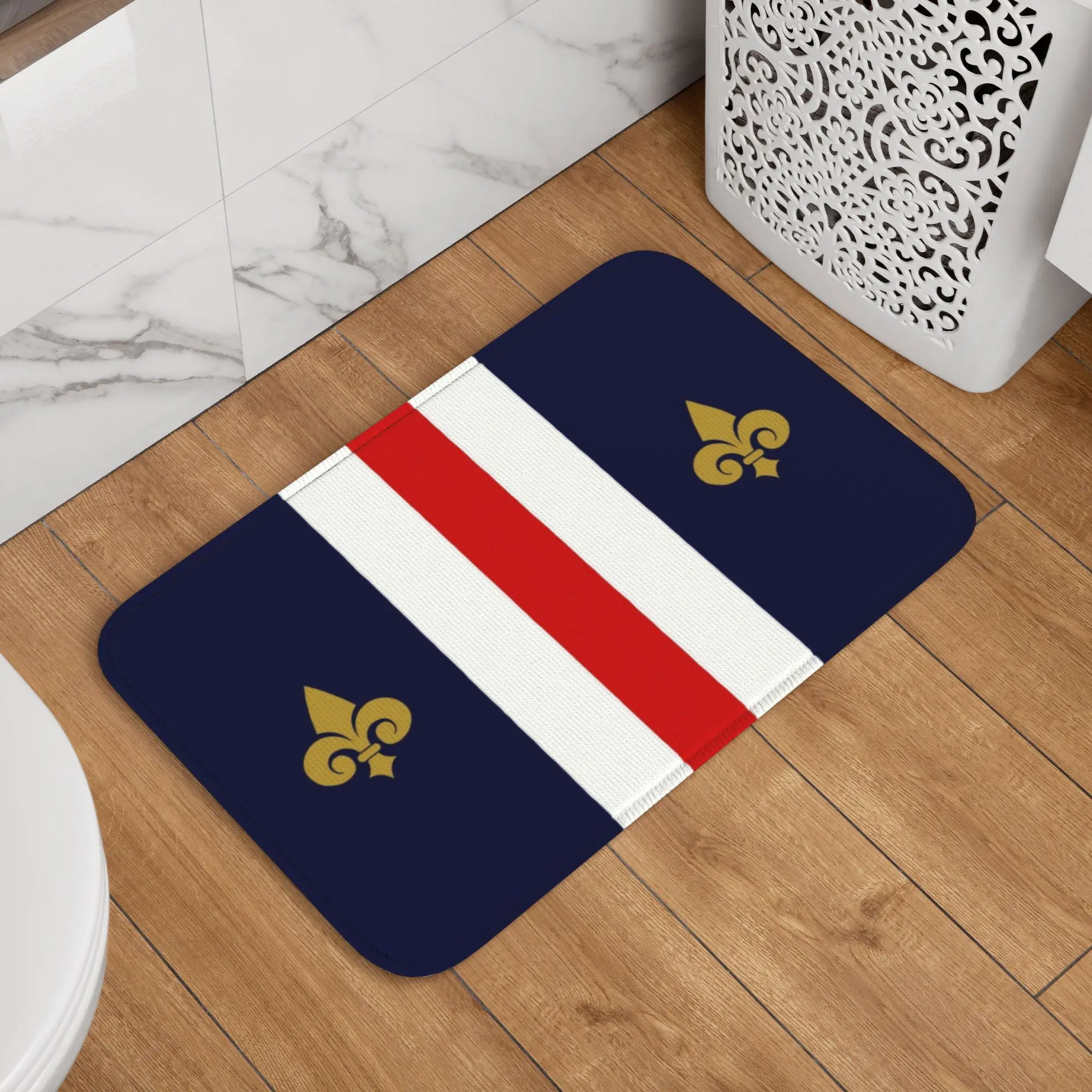 Custom France Flag Door Floor Kitchen Bath Mats Anti-Slip Outdoor Lily Flower Doormat Toilet Entrance Carpet Rug