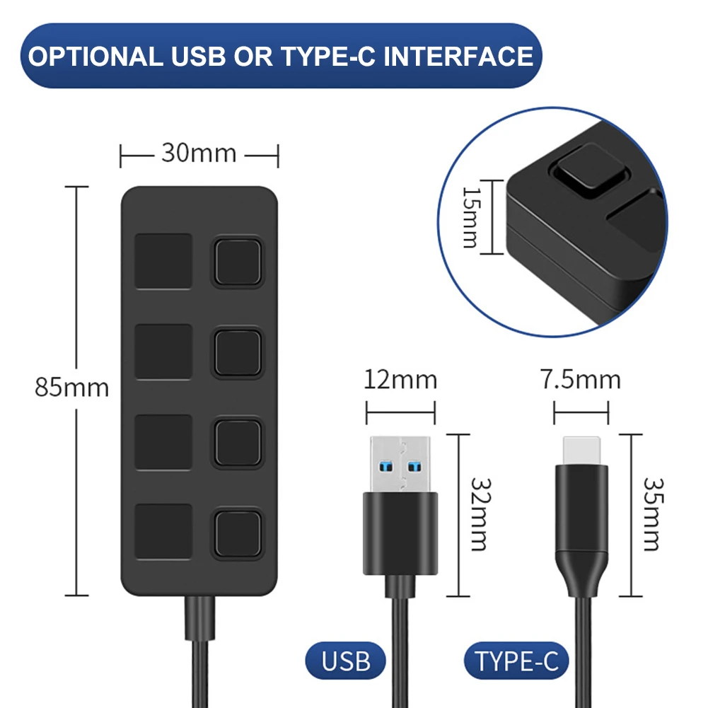 محول RYRA USB Hub 3.0 من النوع C عالي السرعة 5Gbps متعدد الخائن مع مفتاح لإكسسوارات الكمبيوتر المحمول