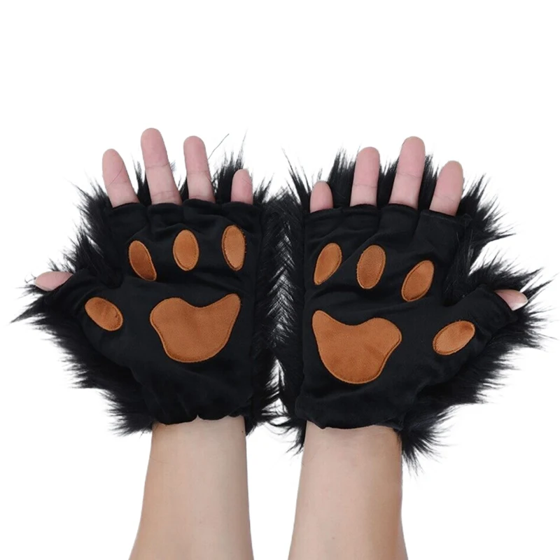 Guantes con forma de pata de gato y oso Kawaii, manoplas sin dedos para Cosplay, guantes para fiesta de Halloween, accesorios para disfraces, regalos, 1 par